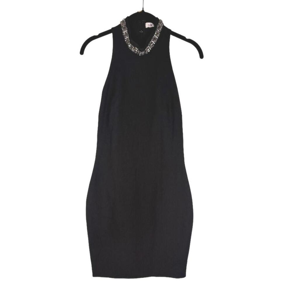 Elizabeth and James Black Embellished Collar Bodycon Dress Women's Sz 2